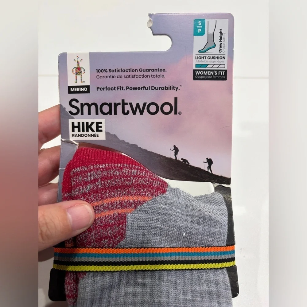 Smartwool Women's Small Hike Light Cushion Crew Socks Red Grey NWT